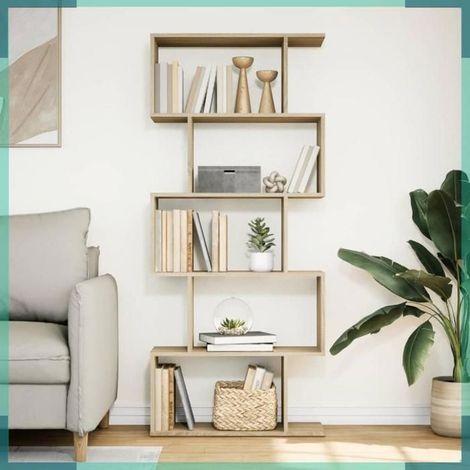 858095 étagère séparatrice de pièce 5 niveaux chêne sonoma 70x24x161cm (1/5)