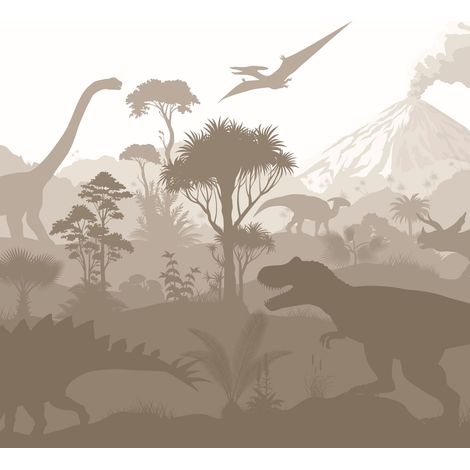 papier peint panoramique dinosaures marron  - ESTAhome (1/4)