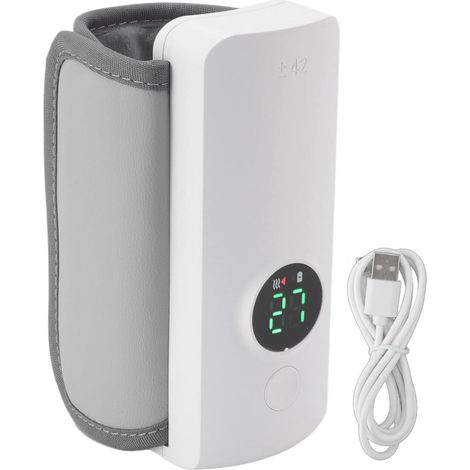 Muttermilchwärmer, 7,4 V, 2 A, 18 W, tragbarer Babyflaschenwärmer für Muttermilch mit Klettverschluss, isolierter USB-Aufladung, 6000 mAh Akku, Aufbewahrungstasche, Kindertagesstätte, Reisen, Ausgehen