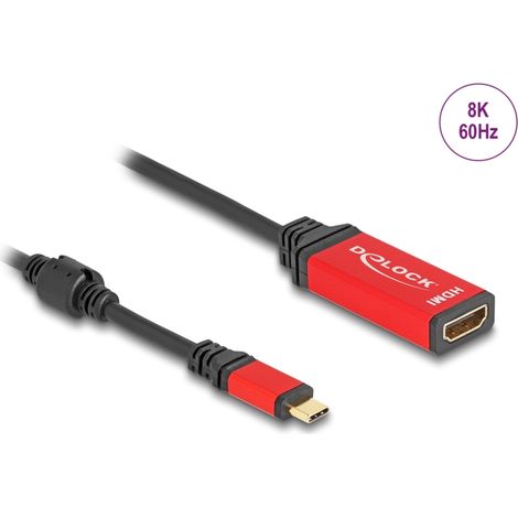 Delock USB Type-Câ¢ zu HDMI Adapter (DP Alt Mode) 8K 60 Hz mit HDR Funktion rot