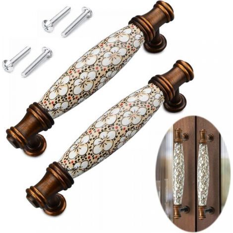 maniglie per cassetti con viti, interasse fori 96 mm, maniglie per mobili in ceramica vintage, maniglie per cassetti in ceramica, lega di zinco (1/5)