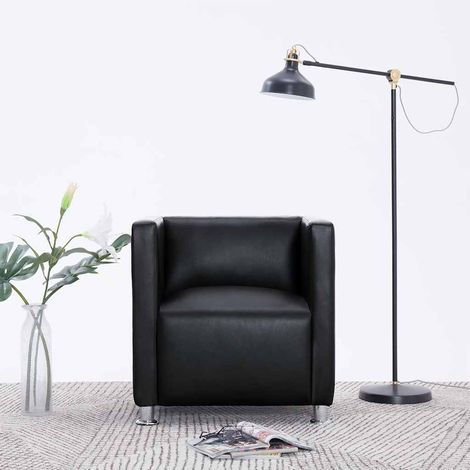 vidaXL Cube Armchair Black Faux Leather