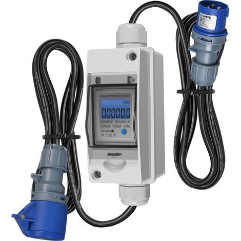 Compteur d'énergie numérique, compteur de consommation d'énergie numérique 80A 230V, avec écran LCD, étanche IP65, convient aux véhicules électriques, camping-cars, etc. (1/5)