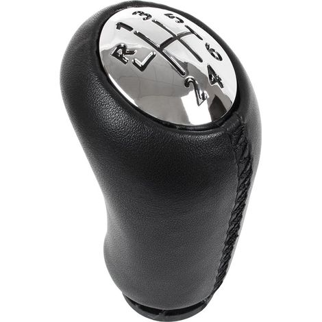 Pomo de cambio de marchas Renault Espace IV 2002-6 VELOCIDADES CUERO NEGRO + CROMO (1/5)