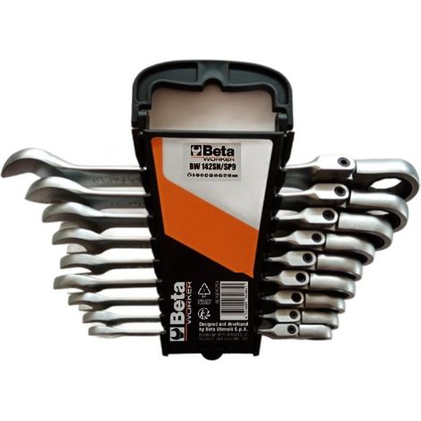 Beta Worker Serie 9 chiavi combinate a cricchetto snodate reversibile supporto (1/5)