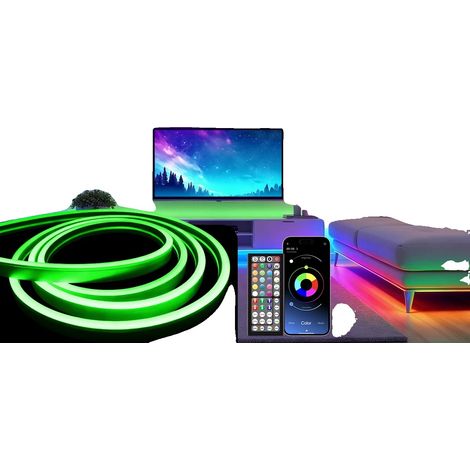 Bandes LED néon, design flexible, fonction de synchronisation musicale, 15m, RGB (1/2)