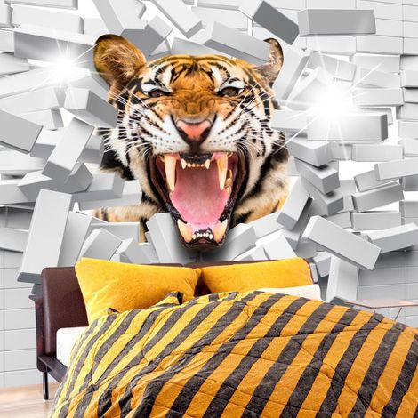 Papier Peint "Tiger Jump" 70 x 100 cm (1/2)