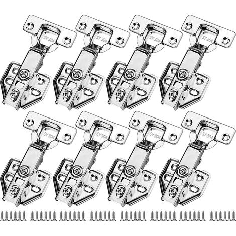 MIMOSON-Kit de charnières pour portes de placard de cuisine, charnière hydraulique à fermeture douce de 35 mm avec 48 vis (1/5)