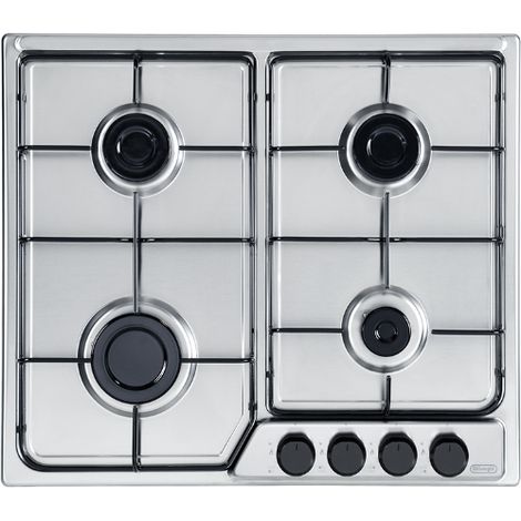 Table de cuisson à gaz encastrable 4 feux 60 cm De'Longhi FFA 46 ASV en acier inoxydable