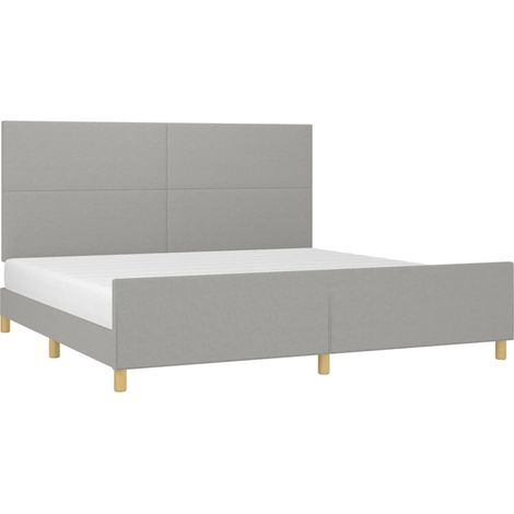 Cadre de lit avec tête de lit Gris clair 200x200 cm Tissu (1/5)