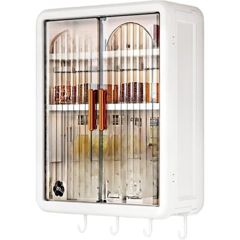 Armoire rangement murale salle de bain sans perçage, étagère organisateur pour shampoing, savon, cosmétiques et accessoires de toilette (1/3)