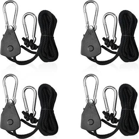 4pcs Adjustable Ratchet Rope Straps 1/8 Hook Tensioner Shade Sail Ratchet Ropes for Lights or Plants (1/5)