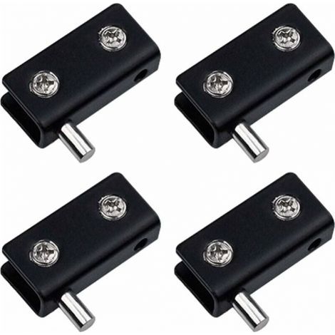 Set di 4 cerniere a perno senza telaio per porte in vetro - Nere - Clip per porte in vetro in acciaio inox con perno regolabile - Kit di ricambio per porte in vetro da 5-7 mm (1/5)