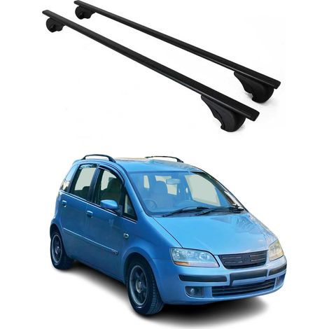 OMAC Barres de toit pour Fiat Idea 2003-2012 – TÜV / DIN 75302:2019 – Antivol inclus – Charge max 75 kg – 2 barres Noir (1/4)