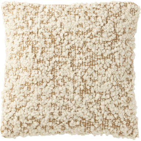 Coussin Bouclette "Elvia" 45x45cm Camel & Crème (1/2)