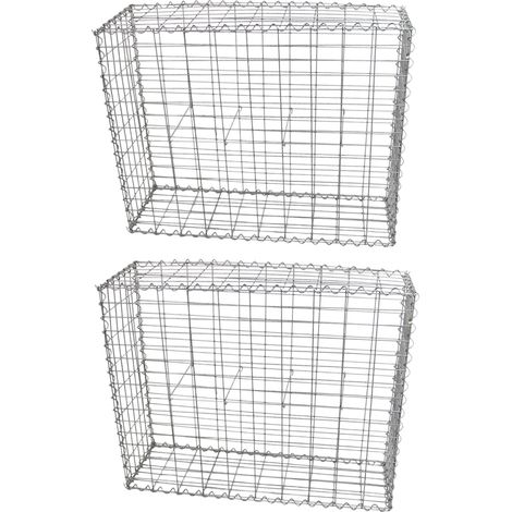 Lot de 2 Paniers de Gabions Argentés en Acier Galvanisé 100 x 80 x 30cm (1/5)