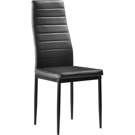 Soges – Lot de 6 chaises de salle à manger en PU noir – Dossier haut ergonomique – Assise rembourrée en éponge haute densité – Structure en tube de fer (1/5)