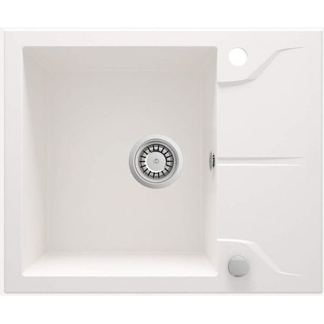 Lavello cucina in granito con 1 vasca e gocciolatoio 59x49 cm alabastro - Nexyo