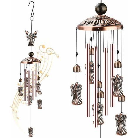 Carillons éoliens en forme d\'ange, carillons éoliens en laiton étanches, décoration pour la maison, l\'intérieur, l\'extérieur (1/4)
