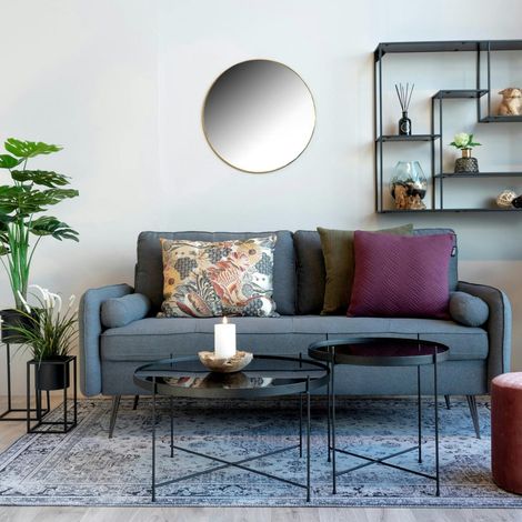 Miroir rond avec cadre effet laiton ø60 cm CODY (1/5)