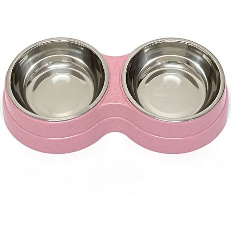 Gamelle double pour animaux, avec revêtement intérieur en acier inoxydable, pour chats et chiens.