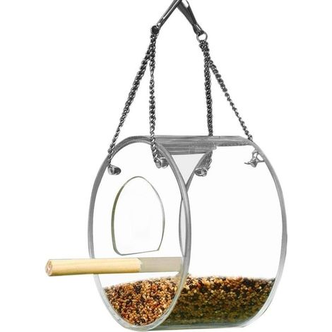 Runder hängender Vogelfutterspender aus transparentem Acryl - 138 (cm)