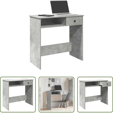 vidaXL Bureau en bois d'ingénierie - Bureau Gris béton 80x40x75 cm Aggloméré (1/5)