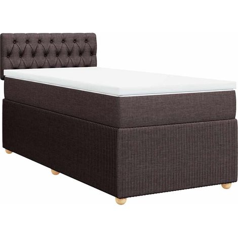 Maison Exclusive - Cama box spring con colchón tela marrón oscuro (1/5)