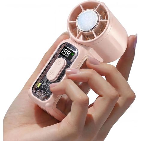 Mini ventilador portátil de mano, pequeño ventilador de bolsillo con bolsa de hielo, recargable, tamaño compacto ideal para viajes y conciertos. (1/5)