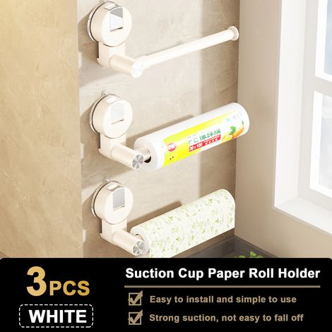 (Blanc-3) Porte-rouleau à ventouse pour mouchoirs en papier, distributeur de papier toilette, rangement pour armoire, accessoire de salle de bain (1/5)