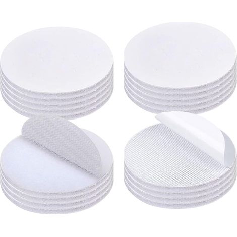 20 paires de velcro adhésif puissant, coussinets velcro adhésifs ronds de 5 cm, coussinets adhésifs double face blancs (1/5)