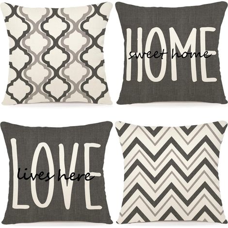 Lot de 4 Housse Coussin 45x45 Housses de Coussin Canapé Coussins Décoratifs Motif Géométrique Lot de Coussin Canapé en Lin pour Canapé Salon Chambre taie Oreiller d'Extérieur 45 x 45 (1/5)