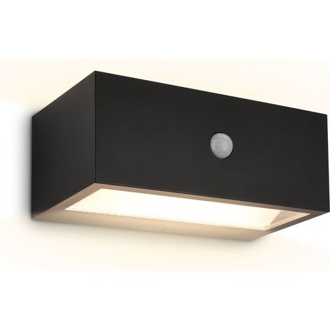 Briloner Außenwandleuchte Akku Bewegungsmelder 18,5cm 6,5W 700lm 3000K Warmweiß Dimmbar Schwarz - Wandlampe Balkon Terrasse Hauswand