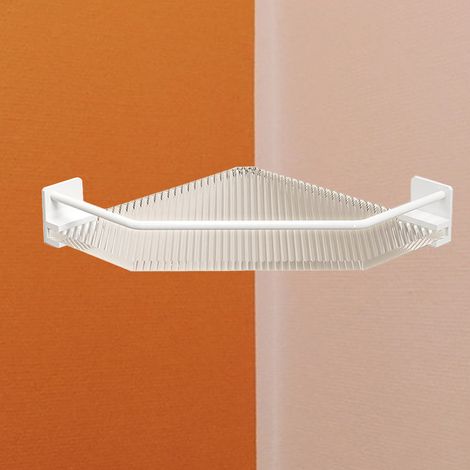 Étagère d'angle pour douche, organisateur de salle de bain, douche, acrylique, sans perçage, grande capacité pour salle de bain, dortoir, cuisine, triangulaire, blanche, simple couche (1/5)