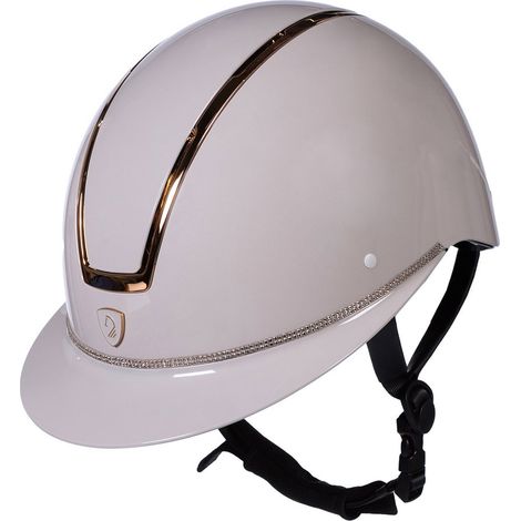 55-57cm, grigio e beige: Casco per equitazione con calotta lucida e strass modello Limone (1/5)