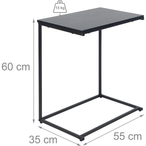Tavolino a C versatile soggiorno camera da letto 60 x 40 x 50 cm design industriale in MDF nero 130017810