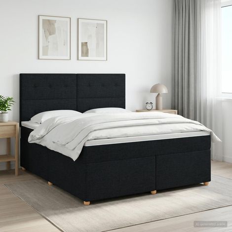 vidaXL Lit boxspring avec matelas Noir 160 x 200 cm Tissu (1/5)