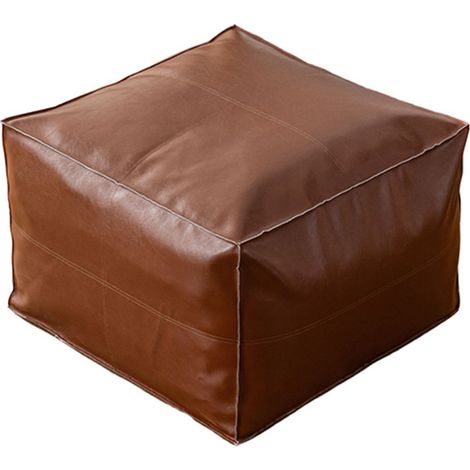 Tabouret de rangement remplissable avec poches zippées, pouf canapé paresseux en similicuir, design carré, durable et facile à nettoyer – Convient aux salons et (1/5)