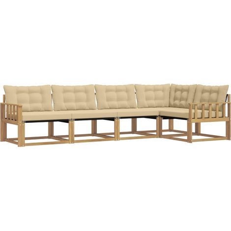 Outdoor Sofa Set with Cushion 5 pcs White and Beige vidaXL (1/5)