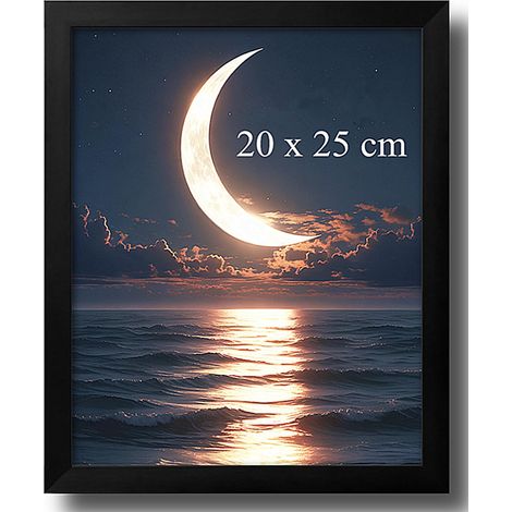 Cadre photo en bois massif noir avec plexiglas pour photos, peintures à l'huile et toile 20 x 25 cm (1/5)