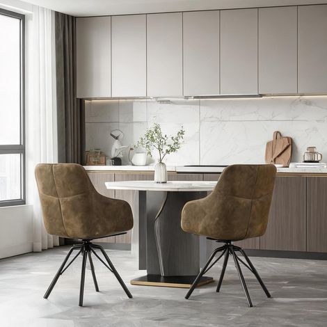 Chaises pivotantes en simili cuir avec accoudoirs lot de 2 marron (1/5)