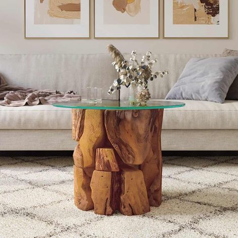 Table basse de salon, Table Café, Bois flottant de teck massif 60 cm OIB1139E (1/5)