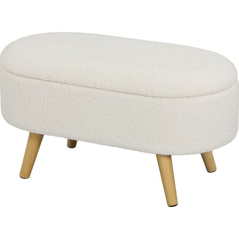 Banco de almacenaje con tapa 82 x 41 x 45 cm de madera y poliéster blanco HOMVRA (1/5)