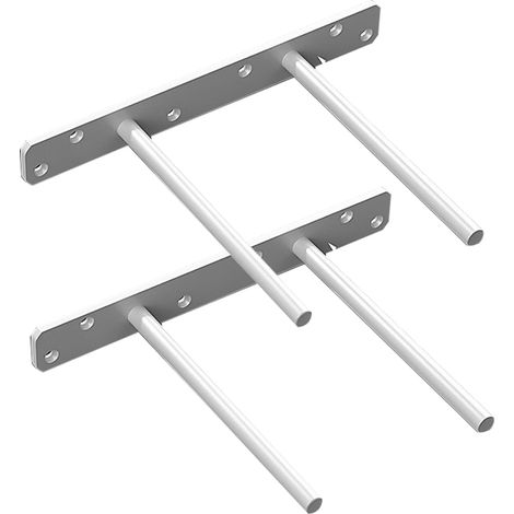 2 pcs Tablette Equerres Etageres Dissimulé,Supports D'étagère Flottant Invisible,Étagère Mural,Etagere échafaudage Diamètre 10mm (Double T-Shape,White