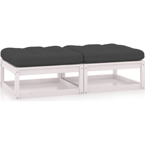 Lot de 2 Repose-pieds de jardin/Tabouret Bas Terrasse avec coussins Bois de pin solide -BV83008 (1/5)