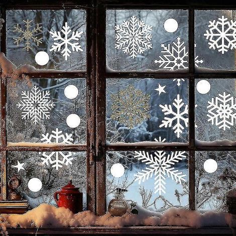 Décorations de Noël pour fenêtres en verre - 5 feuilles - Flocons de neige - Décorations de Noël CC (1/5)