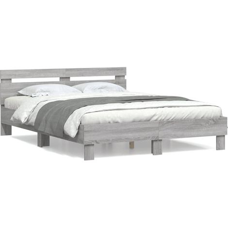 Maison Exclusive - Cama con cabecero madera de ingeniería gris So (1/5)