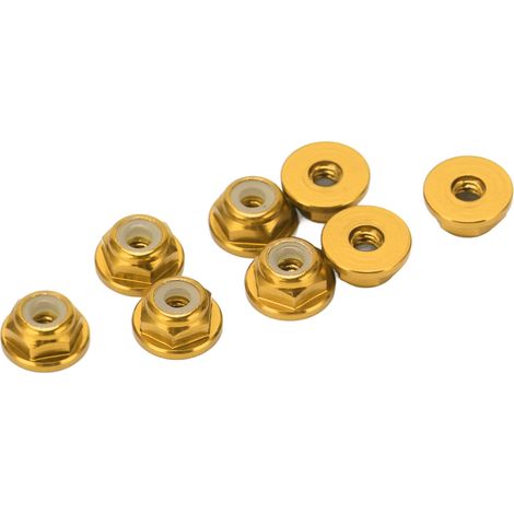 Stück M2-Selbstsicherungsmuttern aus Aluminiumlegierung mit nylonbeschichtetem Anti-Lossing-Flansch, vergoldet, sechseckig, für Axial SCX24 (1/5)