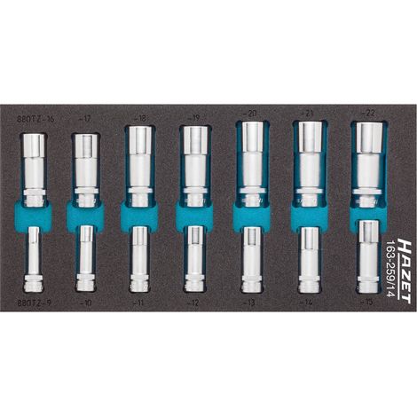 HAZET Steckschlüssel-Einsatz-Satz 163-259/14 Vierkant hohl 10 mm (3/8 Zoll) ? (1/3)
