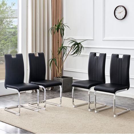CHICFURN Set di 2 sedie da sala da pranzo in PU nero 52 x 40,5 x 98 cm stile industriale (1/5)